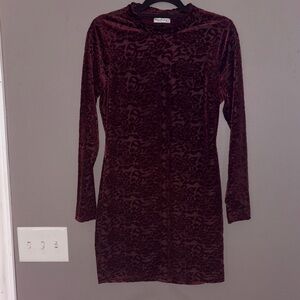 Xtraordinary Burgundy Long Sleeve fitted mini dress #Y2K#snatch